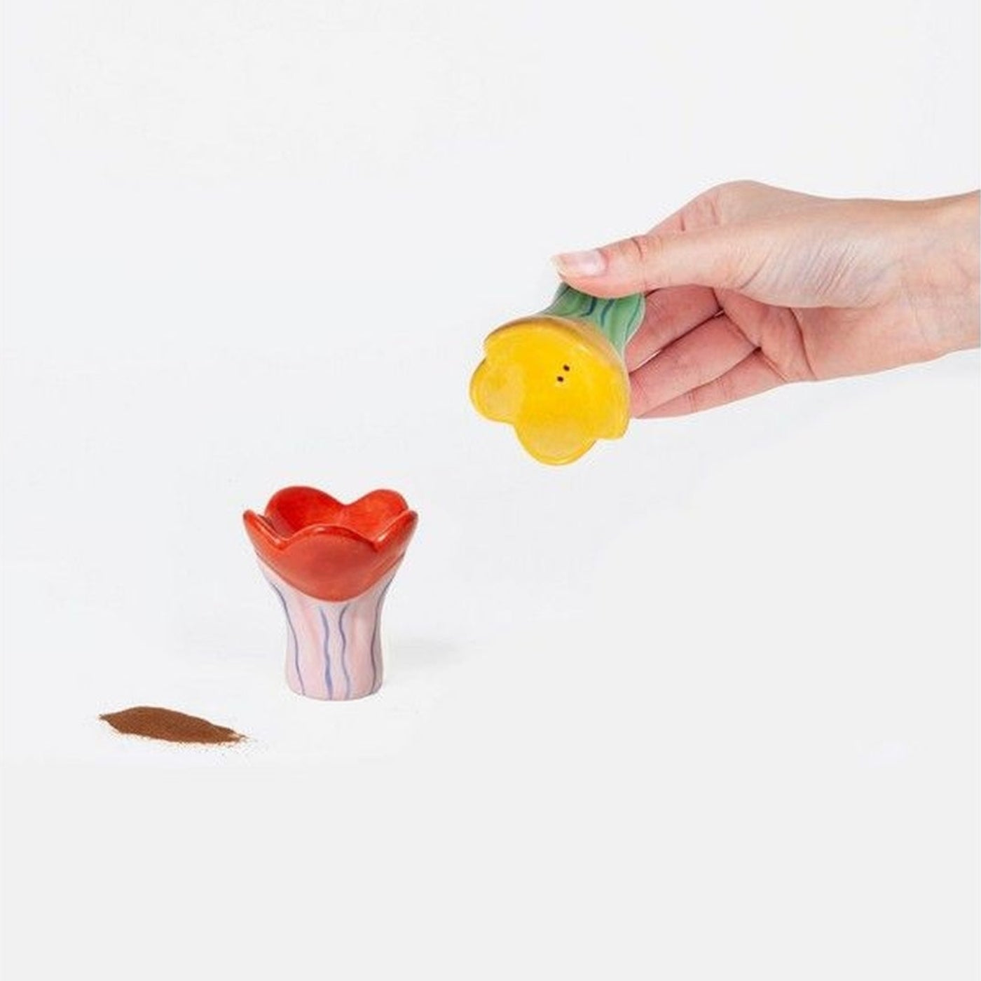 Salière et poivrière Tulipes avec motif floral coloré