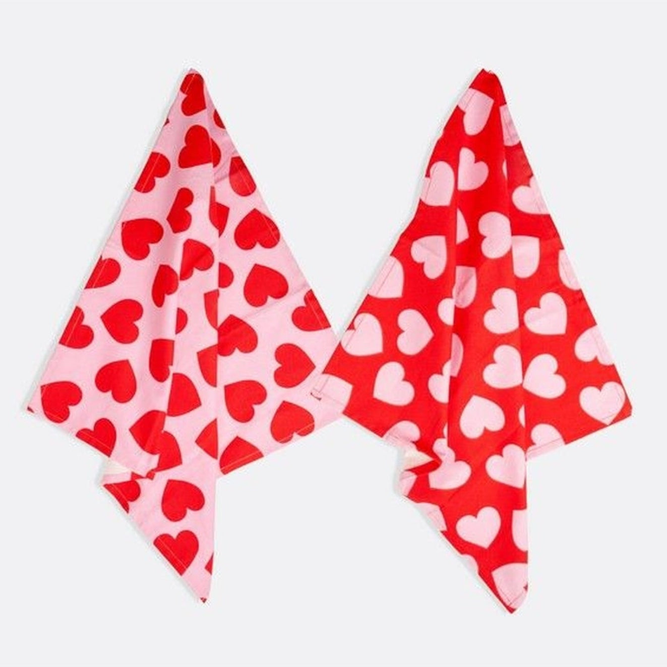 Torchons en coton avec motifs de cœur, vue en détail