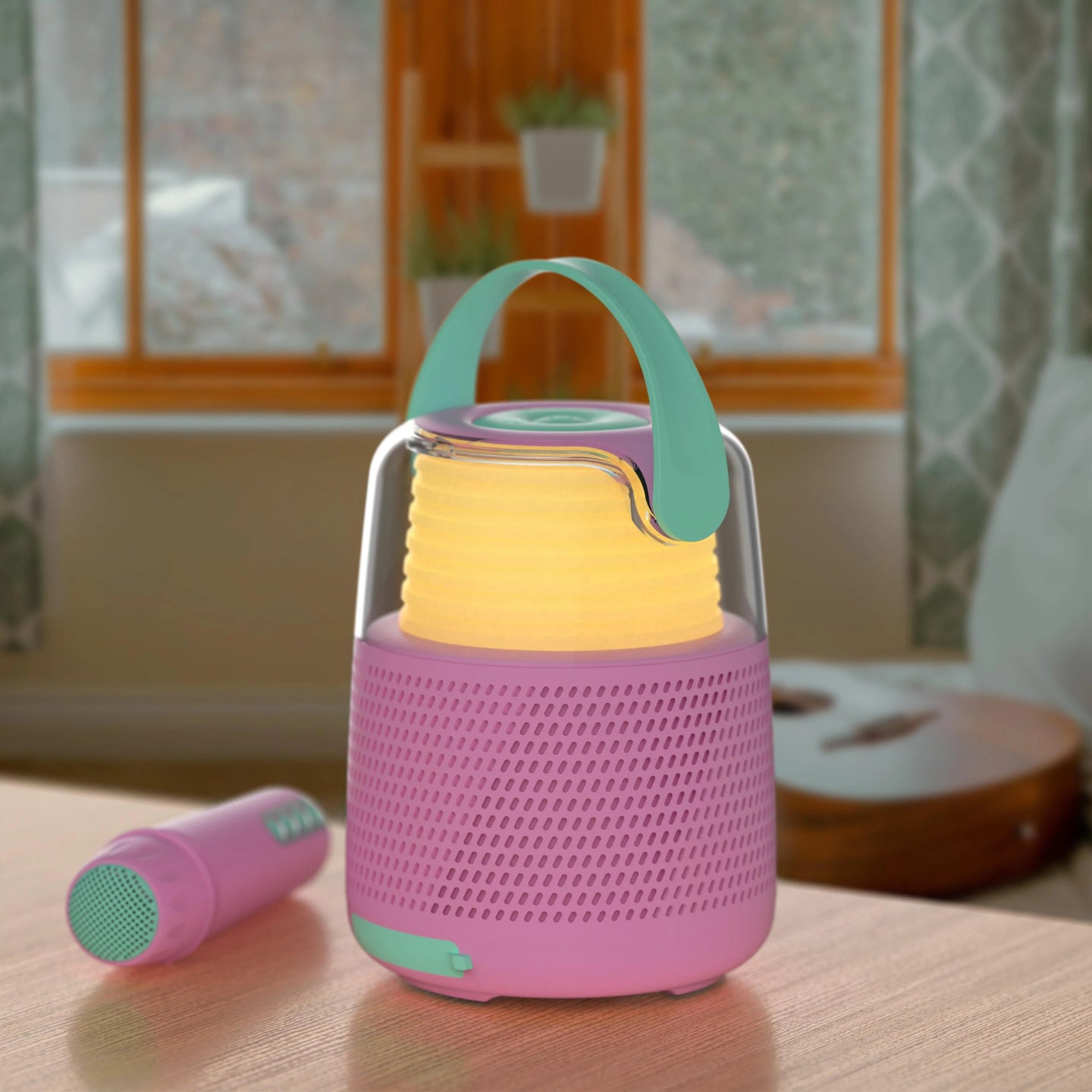 Enceinte Bluetooth lumineuse avec micro sans fil en détail
