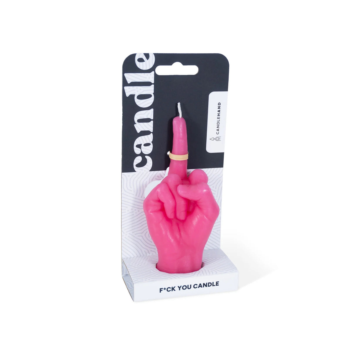 Mini bougie en forme de main avec un message humoristique