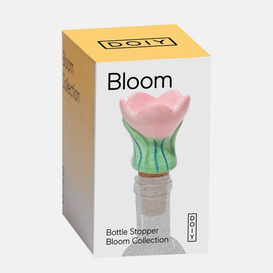 Bouchon de bouteille tulipe avec détails floraux en gros plan.