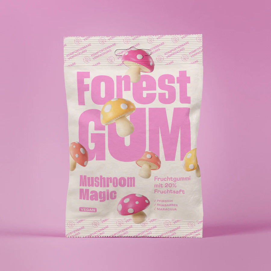 Bonbons vegan en forme de champignons, texture gélifiée