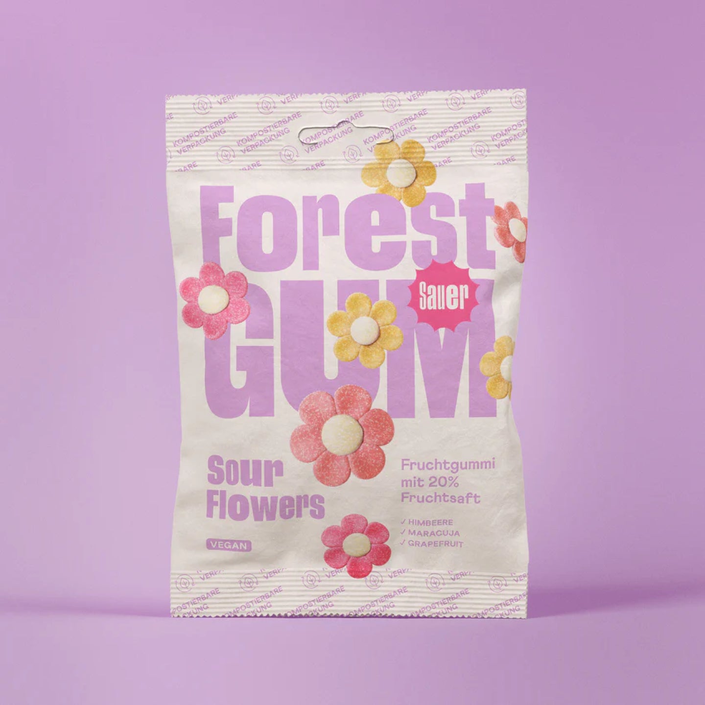 Bonbons vegan en forme de fleurs avec texture brillante