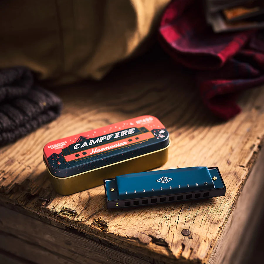 Harmonica de camping avec finition métallique brillante