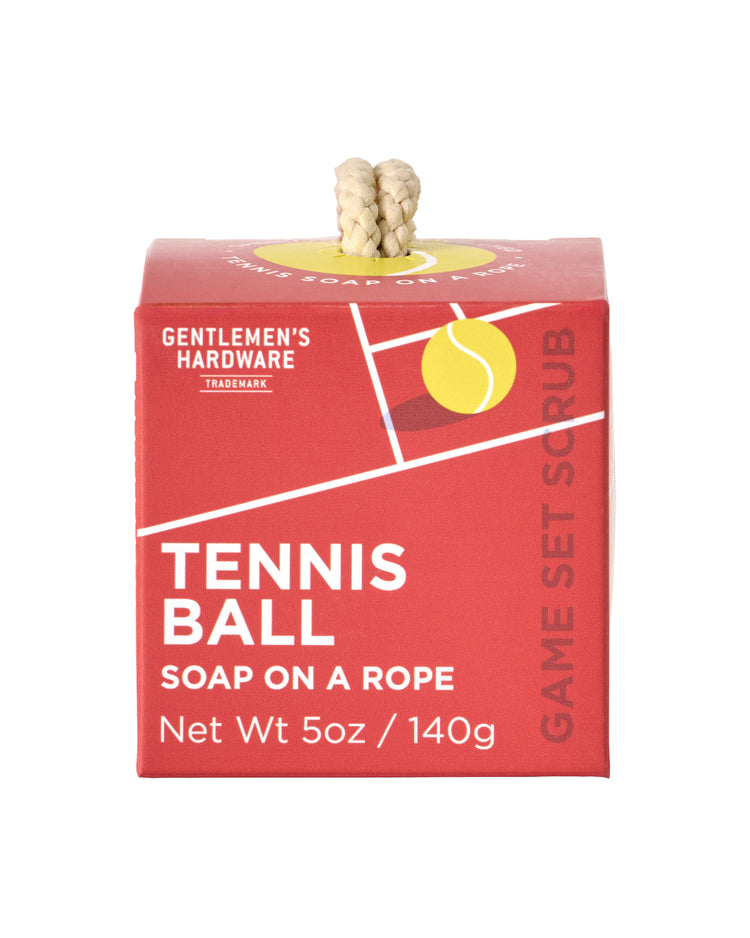 Savon en forme de balle de tennis avec corde, texture lisse