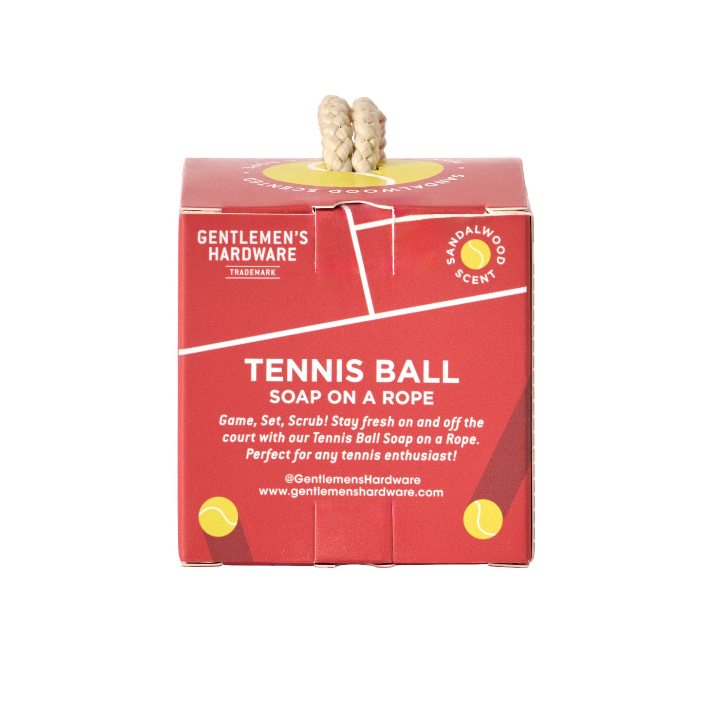 Savon en forme de balle de tennis avec corde, texture détaillée