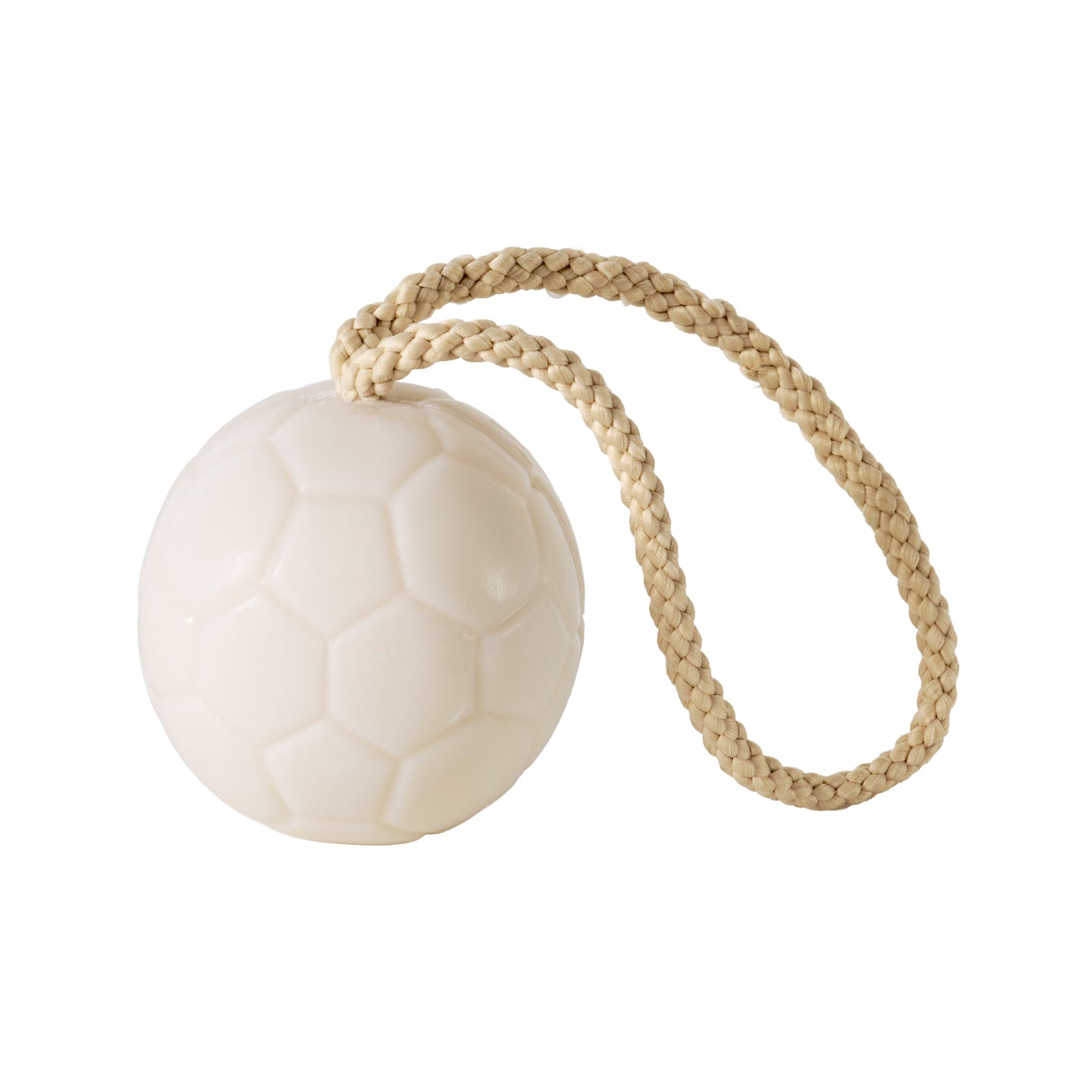 Savon en forme de ballon de foot avec corde de suspension