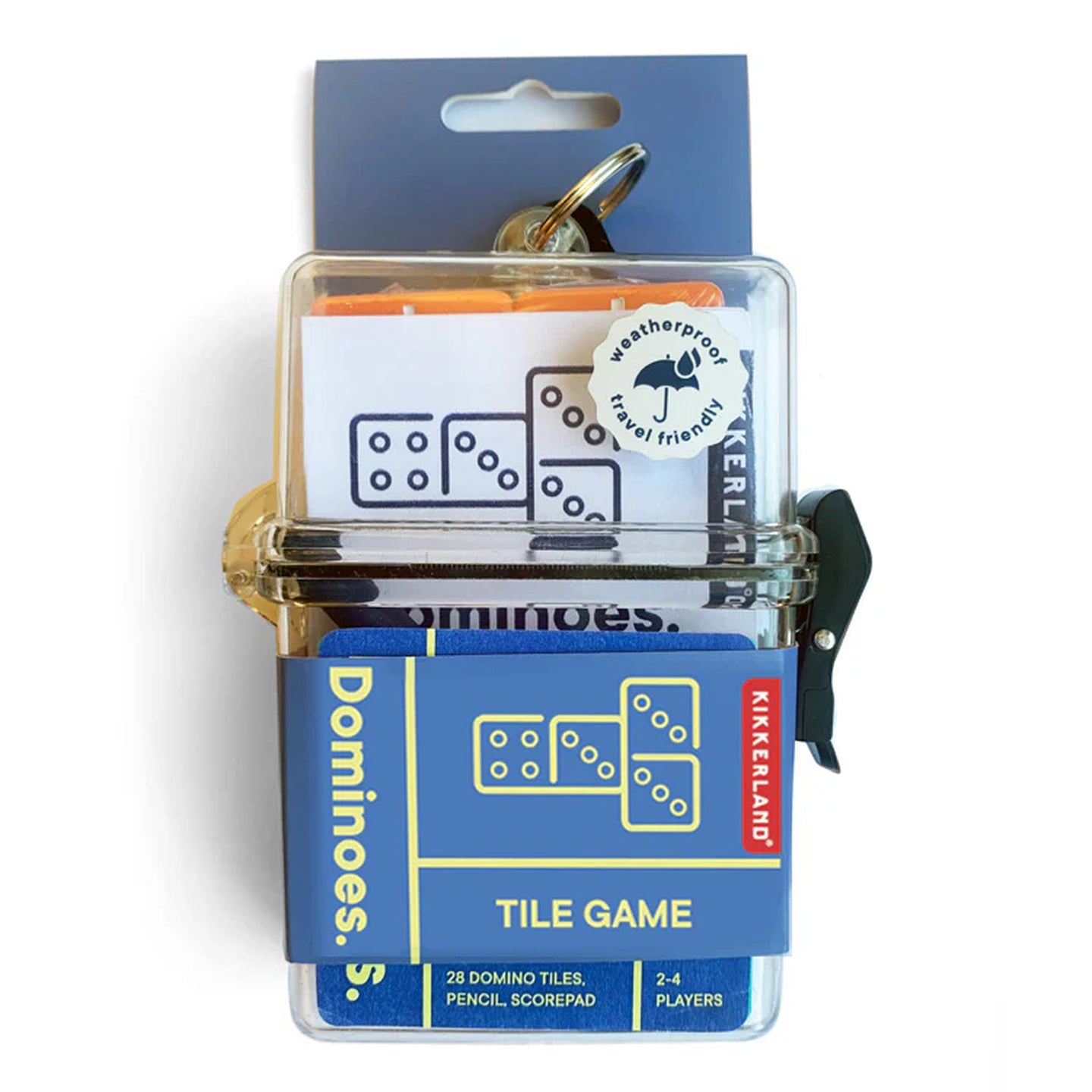 Boîtier de dominos Kikkerland avec texture résistante aux éclaboussures