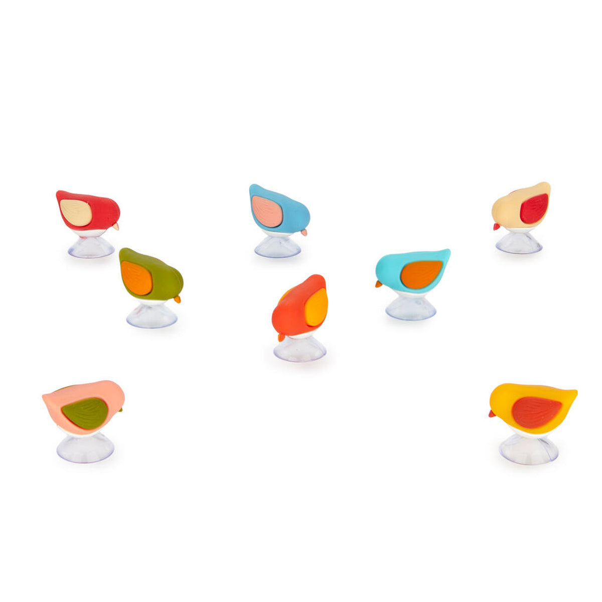 Marqueurs de verre Birdie colorés posés sur des verres