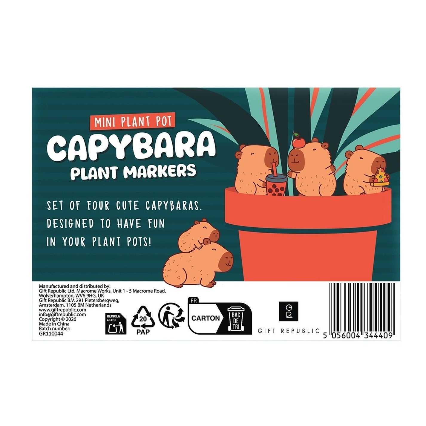 Planteur capybara avec système d'auto-arrosage, vue de face