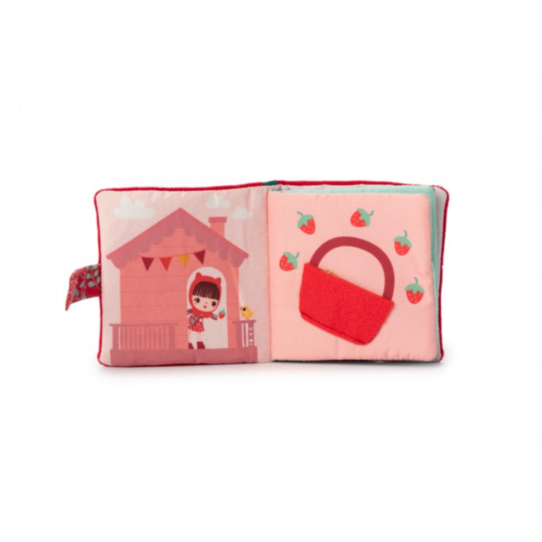 Livre en tissu Chaperon Rouge avec pages colorées et douces.