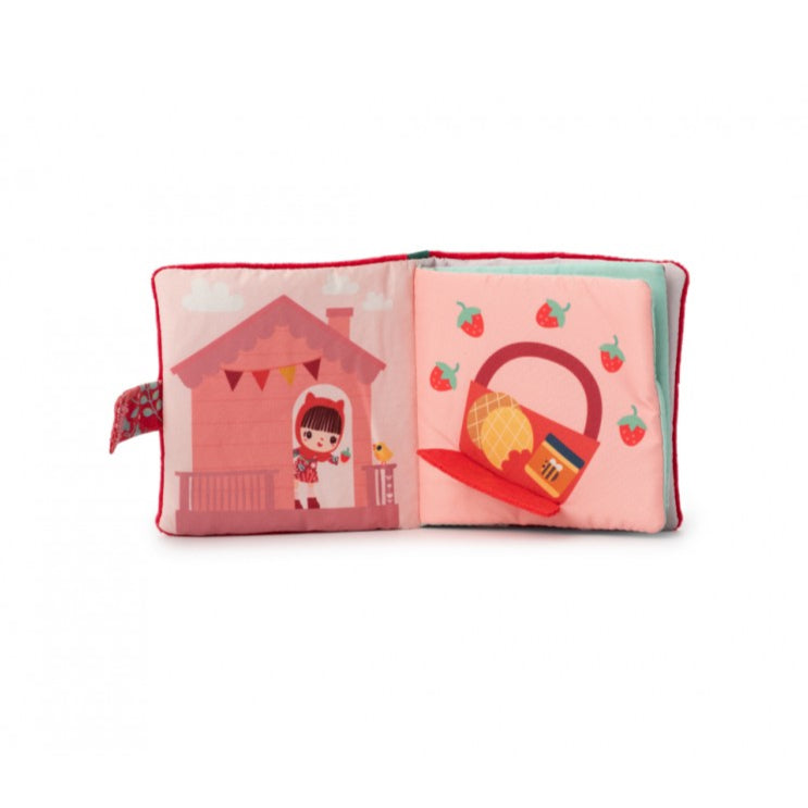 Livre en tissu Chaperon Rouge avec pages colorées et douces.