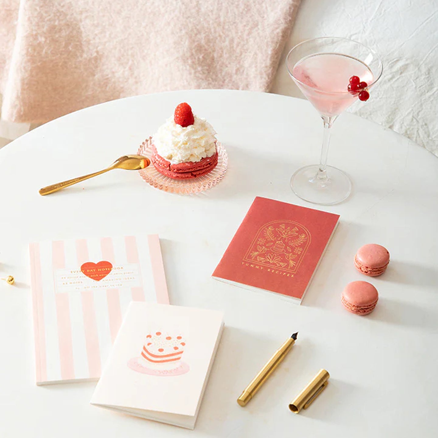 Carnet rayé rose Petit Coeur