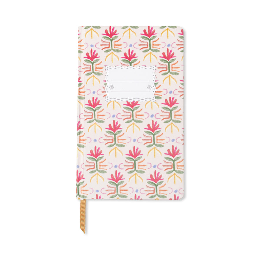 Carnet avec motif tulipe sur fond texturé, papier épais