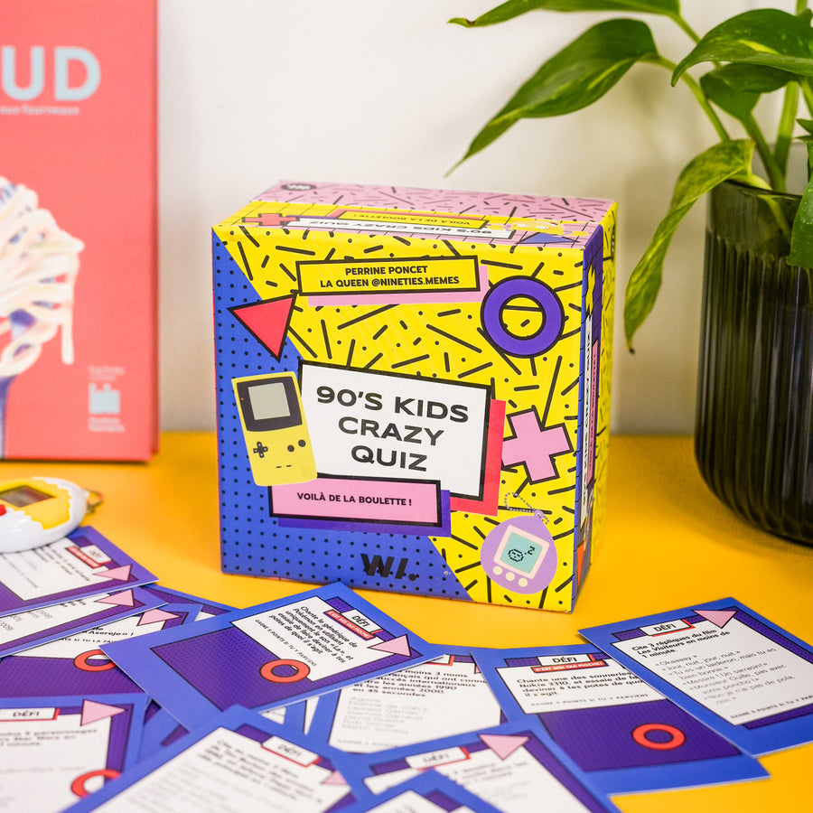 Boîte du jeu Crazy Quiz avec design rétro coloré