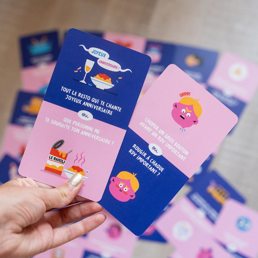 Boîte du jeu de débats avec illustrations colorées et amusantes.