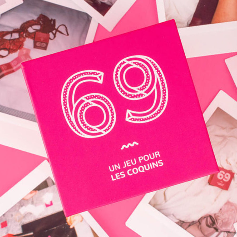 Jeu de société érotique 69 avec cartes colorées et design séduisant.