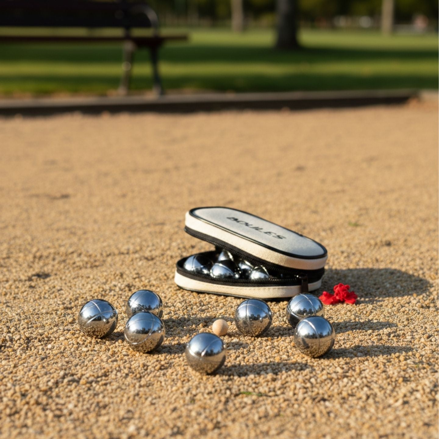 Mini boules de pétanque sur fond neutre, prêtes à jouer