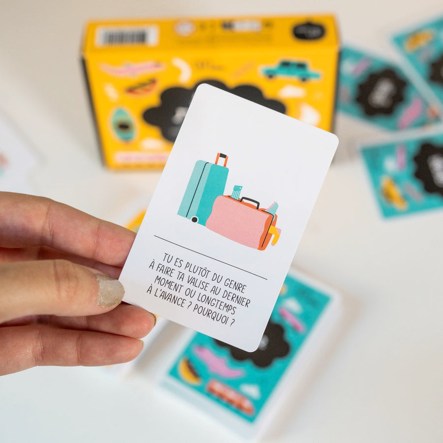 Jeu de discussion pour enfants avec illustrations colorées.