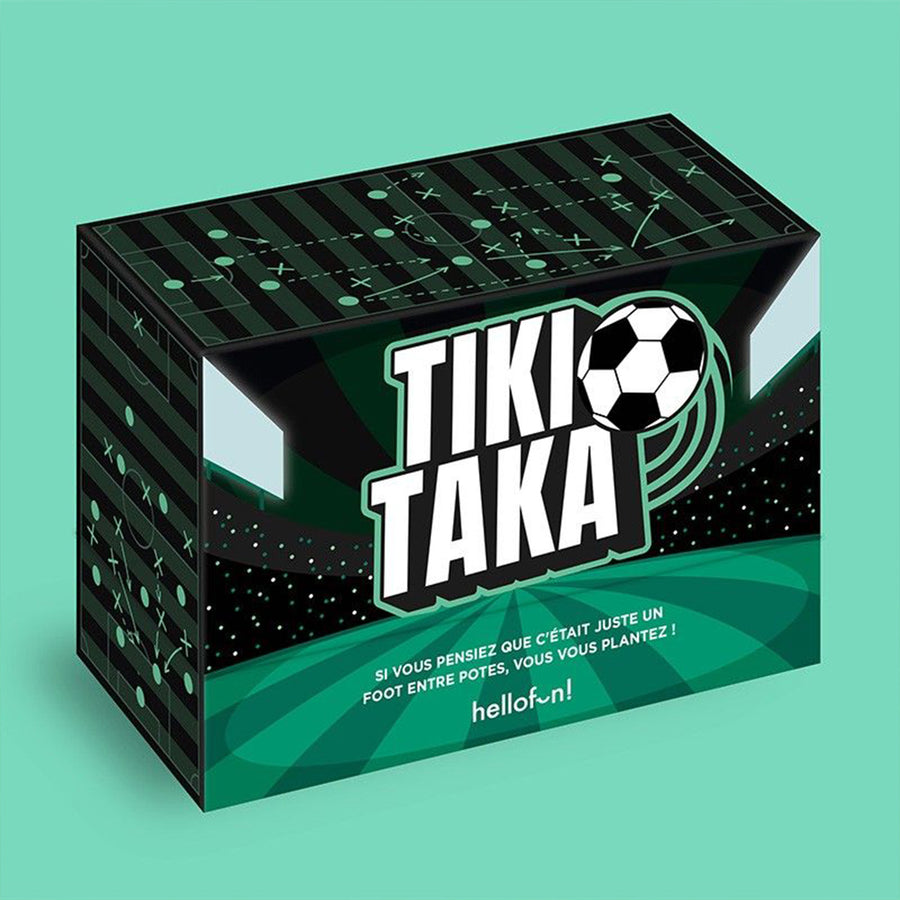 Jeu de cartes Tiki Taka avec illustrations de joueurs de football.