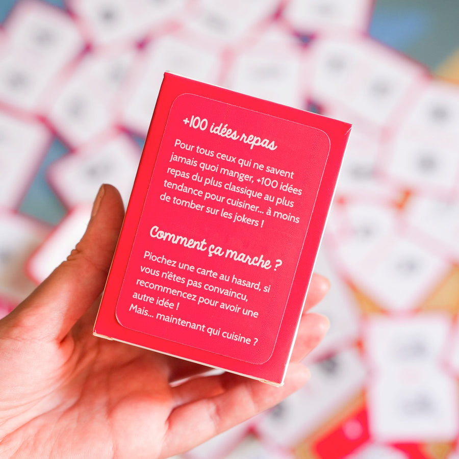 Cartes de jeu avec illustrations colorées sur le thème du dîner.