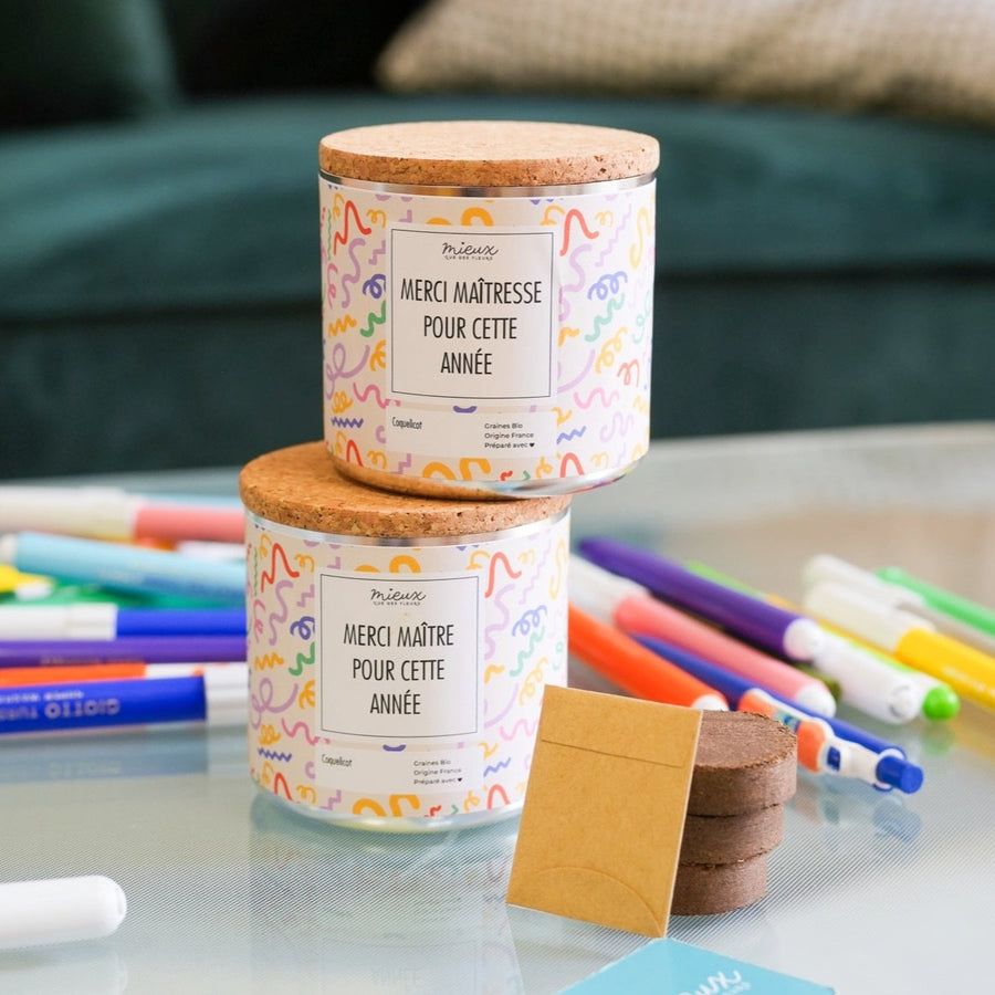 Kit à planter avec palet déshydraté et étiquette colorée