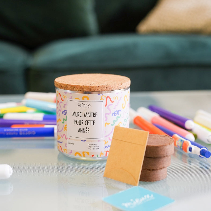 Kit à planter avec palet déshydraté et étiquette colorée