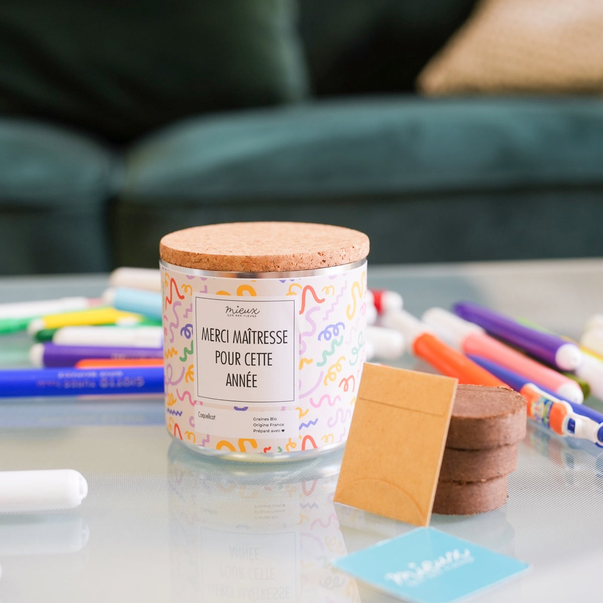 Kit à planter avec palet déshydraté et étiquette colorée