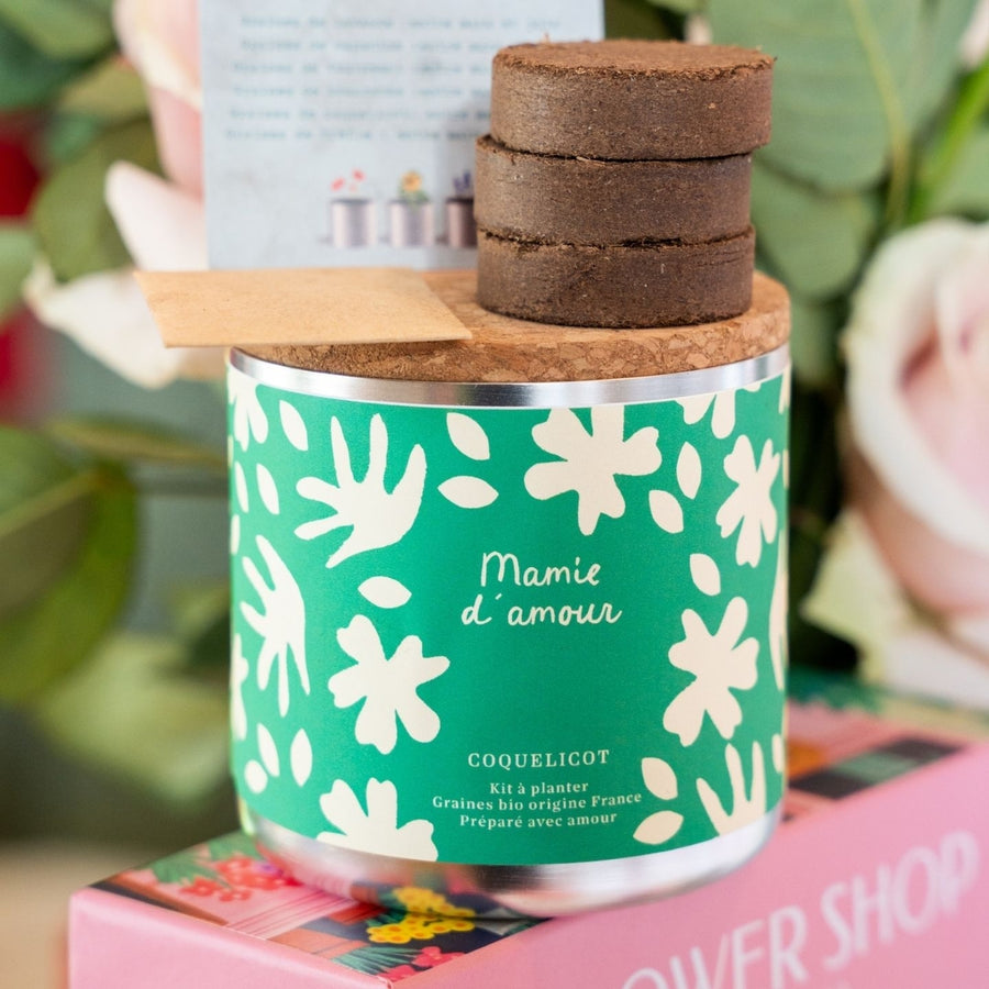 Kit à planter Mamie d'Amour avec graines de coquelicot en vue rapprochée