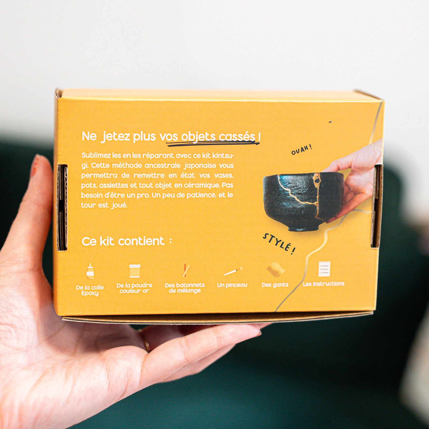 Kit kintsugi pour réparer les objets avec une poudre dorée - Mieux que des fleurs