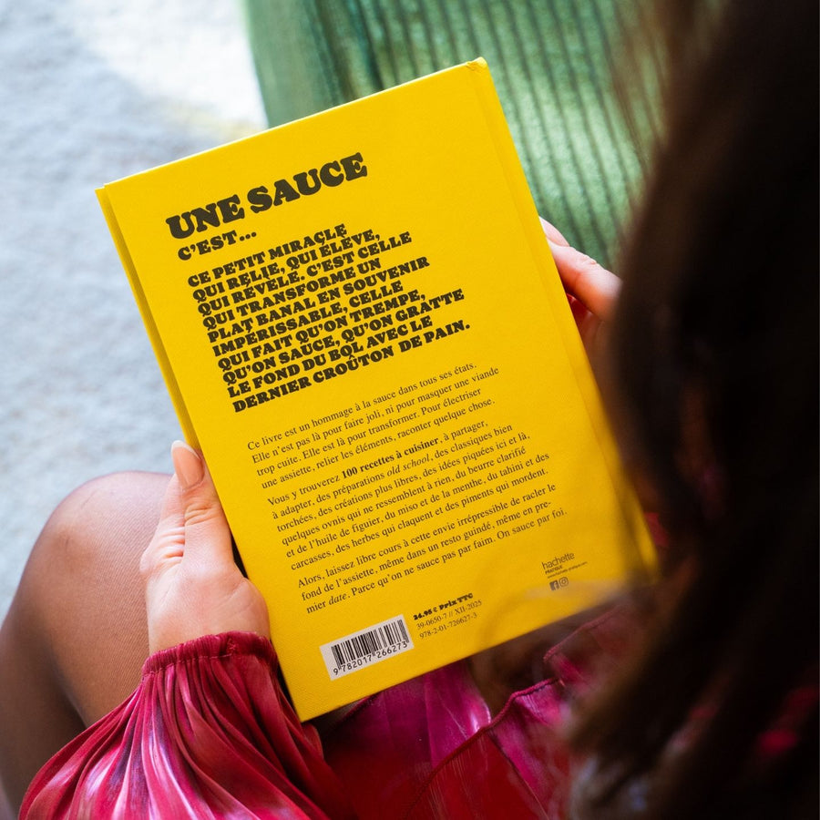 Couverture du livre avec des illustrations de sauces variées