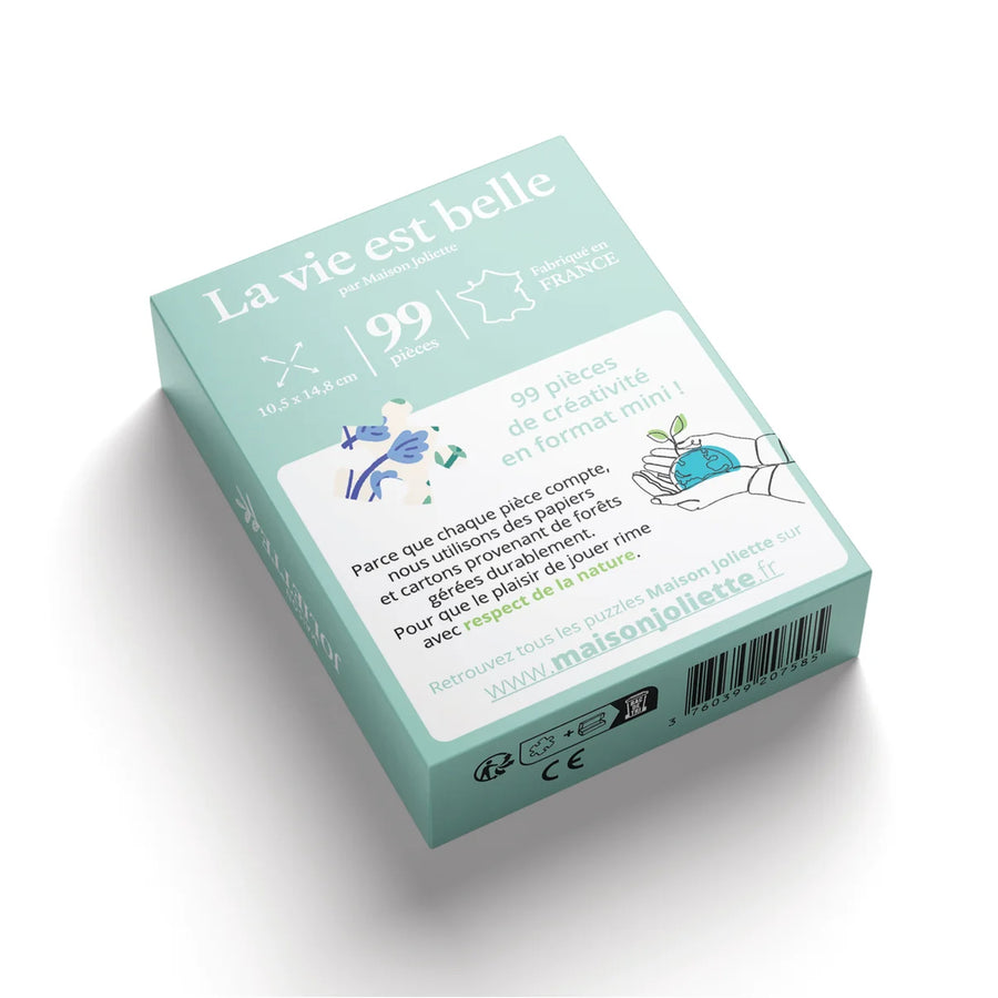 Mini puzzle 'La vie est belle' avec motifs colorés et joyeux