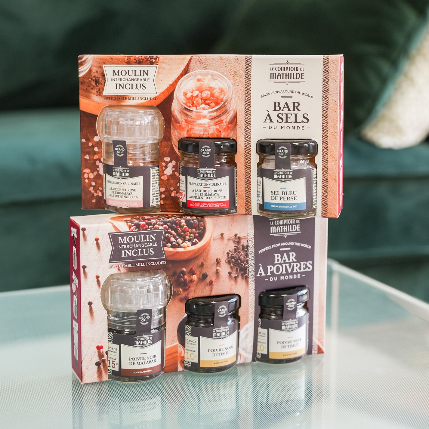 Coffret de moulin à sel et poivre avec design élégant