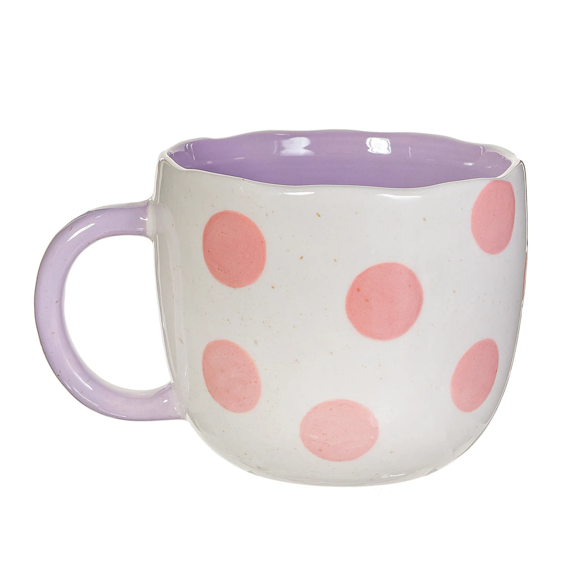 Mug rose et blanc avec un chat caché à l'intérieur
