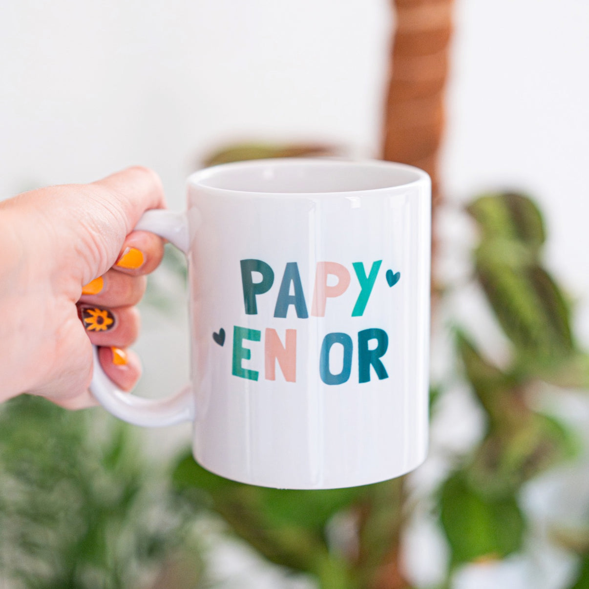 Mug 'Papy en Or' avec motif doré sur fond blanc