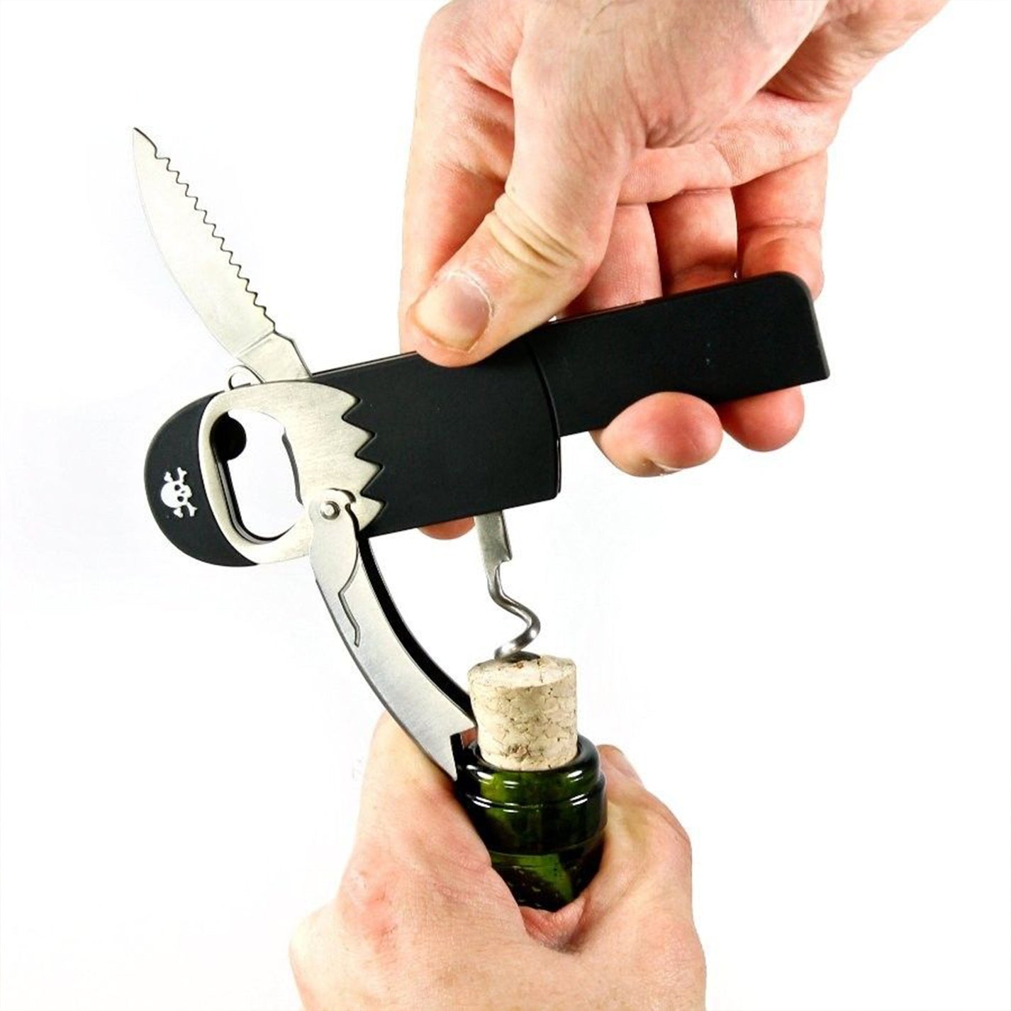 Tire-bouchon pirate avec jambe de bois et cache-œil