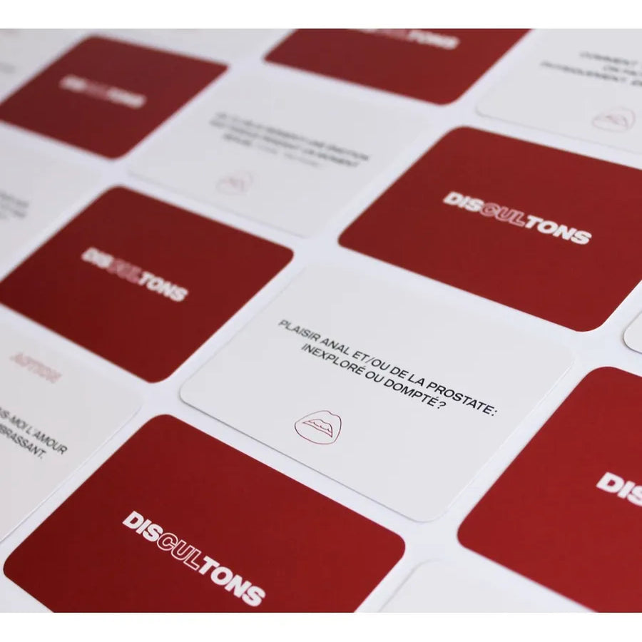 Boîte de jeu Discultons avec illustrations colorées sur le dessus