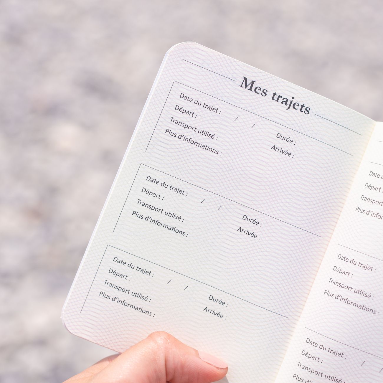 Passeport de voyage ouvert avec des pages colorées à l'intérieur.