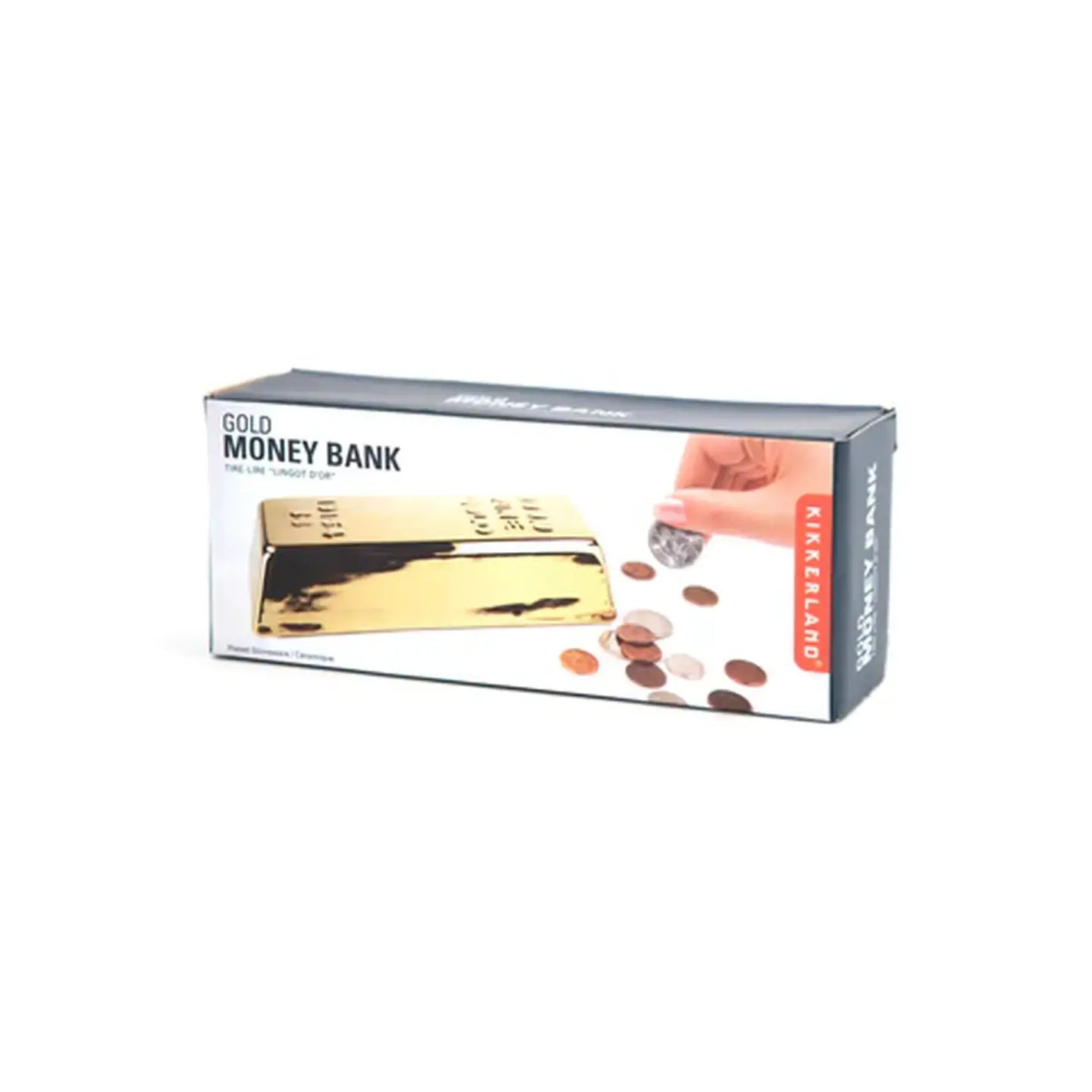Tirelire en forme de lingot d'or avec reflets brillants