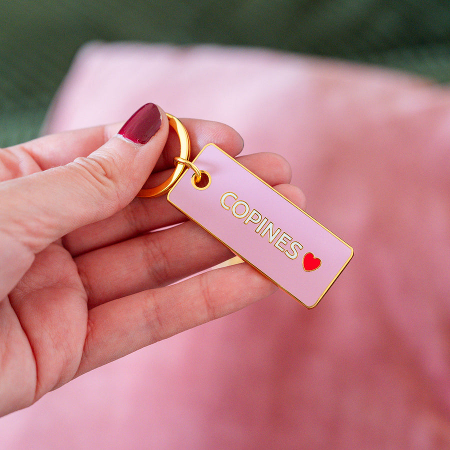 Porte-clé en forme de cœur avec inscription d'amitié.