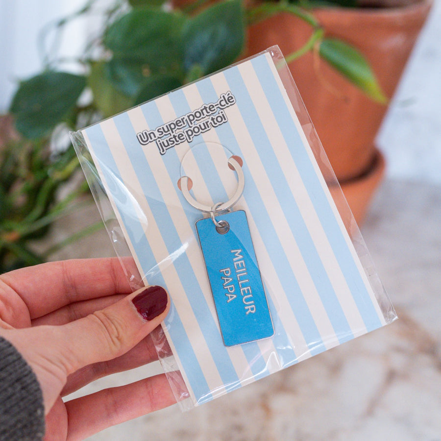 Porte-clés 'Meilleur Papa' avec inscription en relief