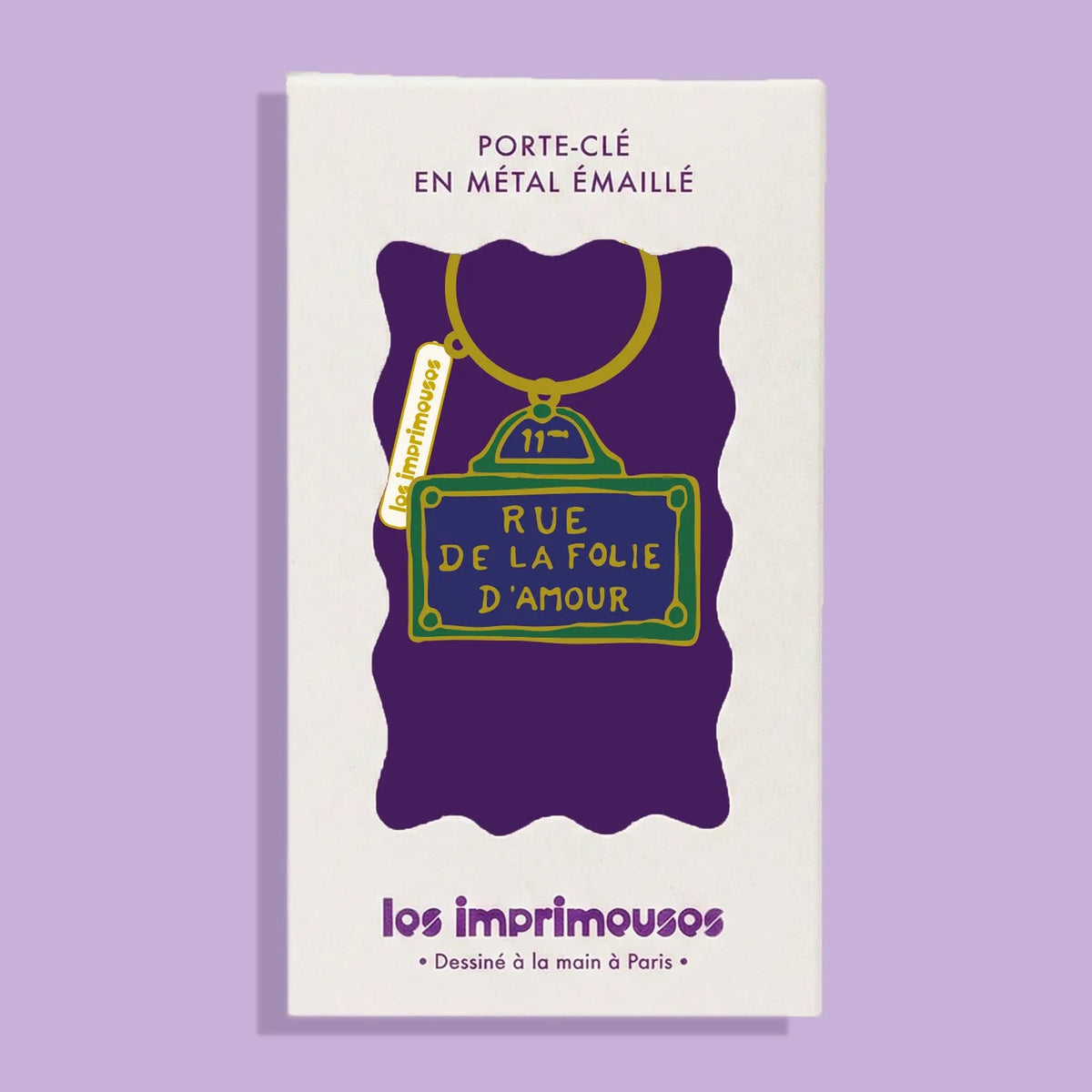 Porte-clés Rue de la Folie d'Amour avec inscription élégante