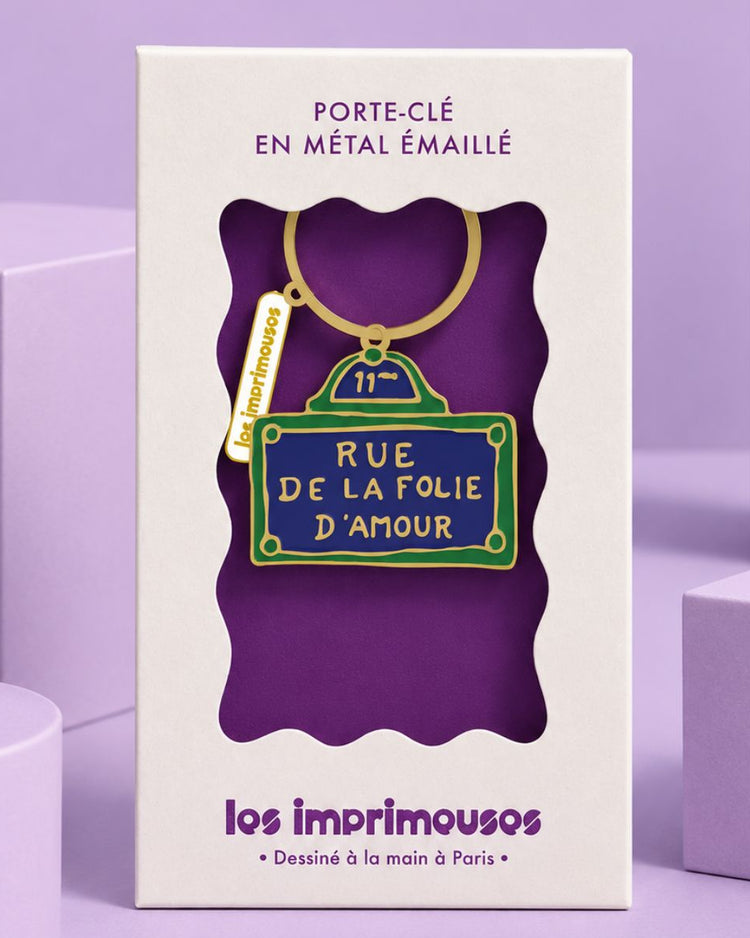 Porte-clés en métal avec inscription romantique sur plaque