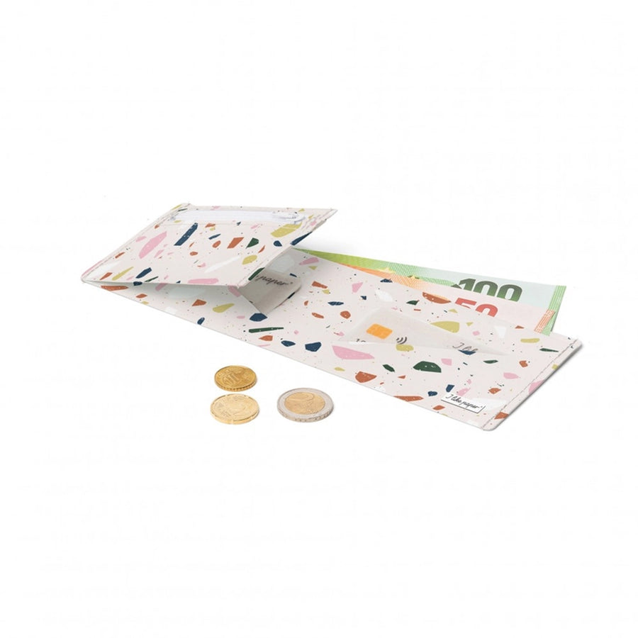 Portefeuille en carton avec motif terrazzo coloré