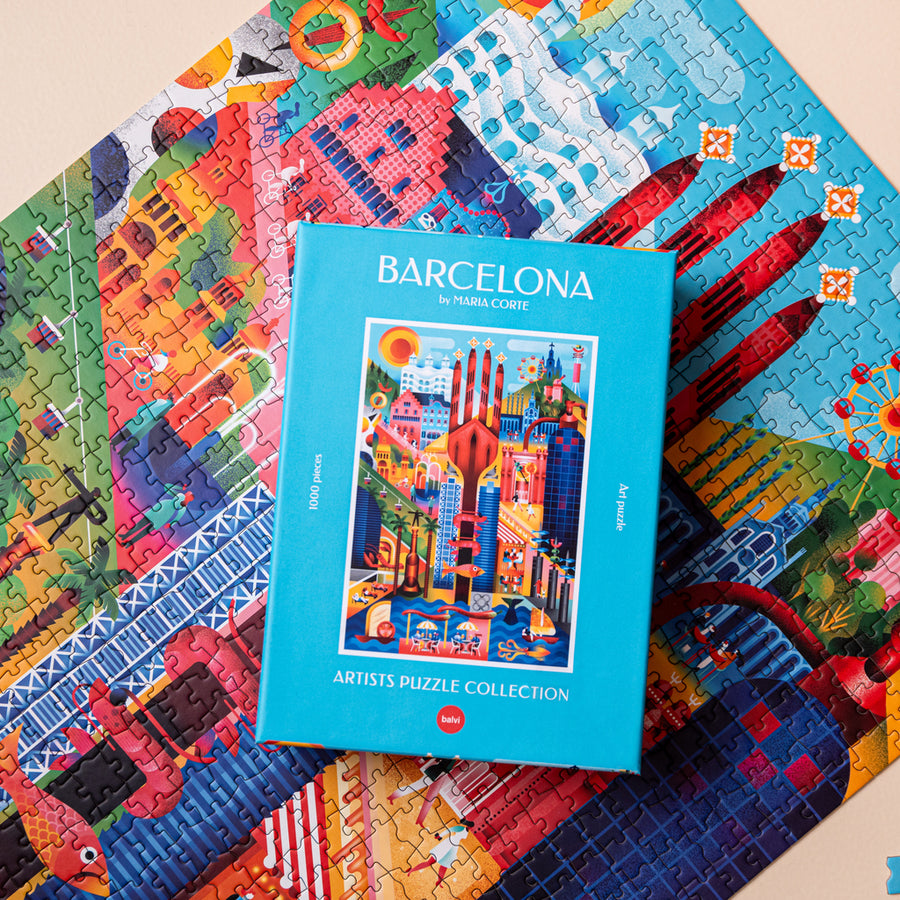 Puzzle de Barcelone avec motifs architecturaux colorés