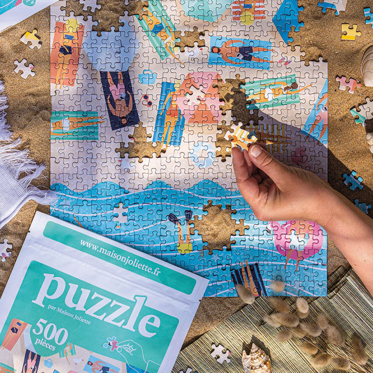 Puzzle de 500 pièces sur le thème estival, vue de près.