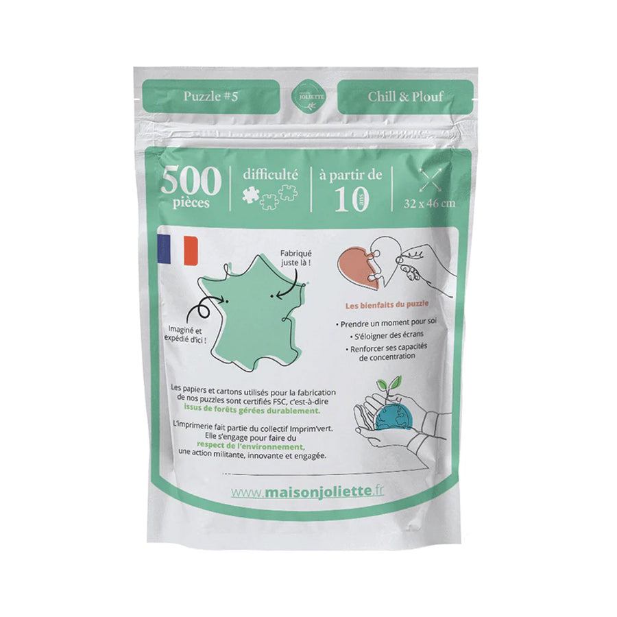 Puzzle de 500 pièces sur le thème estival, vue en plongée.