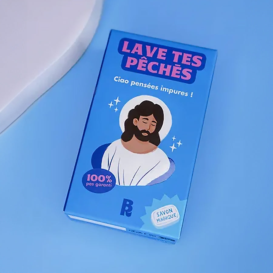 Savon humoristique avec un design ludique et coloré.