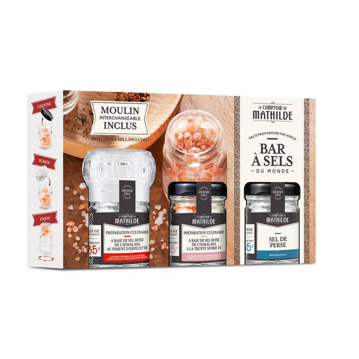 Coffret de sel et poivre avec couvercles interchangeables
