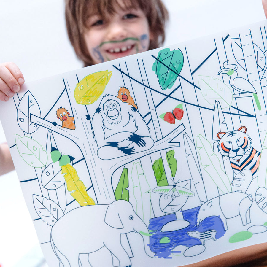 Set de table en silicone Jungle avec motifs animaliers colorés